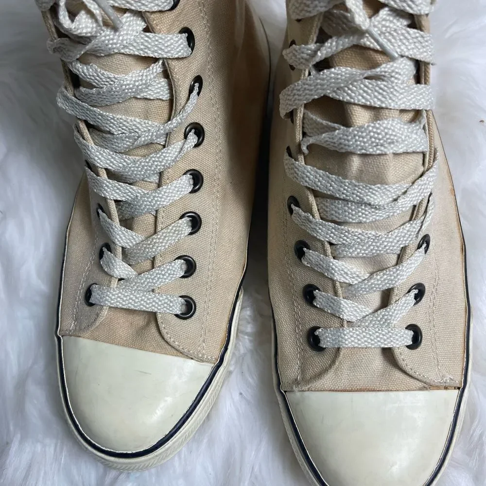 Juicy couture beige and gold canvas lace up sneakers size10
